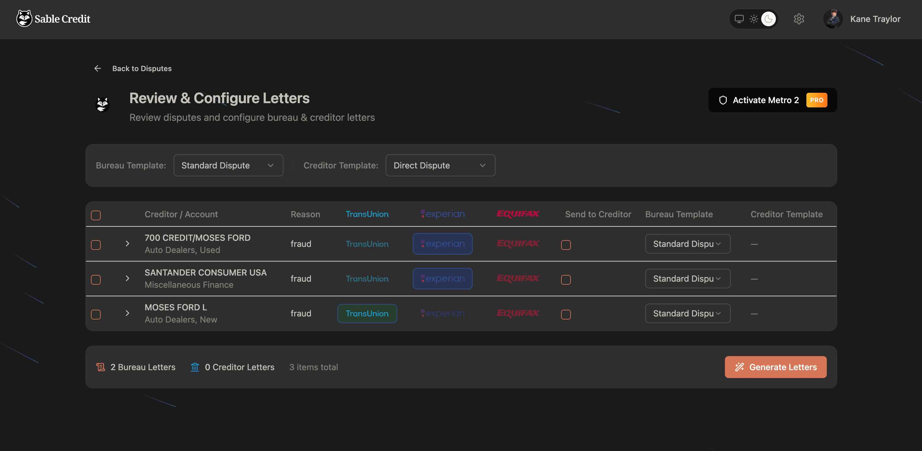 Track bureau responses.
